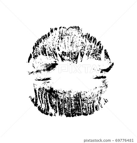 Lips track print. Stamp of mouth isolated on white background. Vector illustration. Lips track print. Stamp of mouth isolated on white background. Vector illustration. 69776481