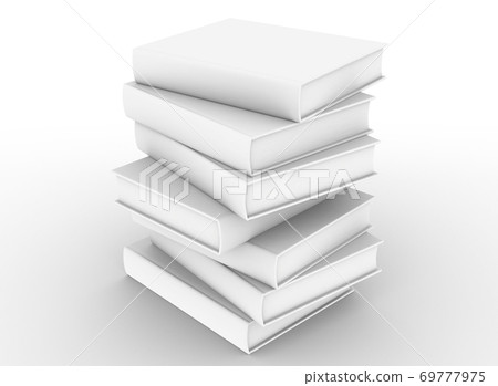 template empty hardcover book mockup set white background , 3d rendering	 69777975