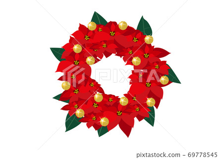Christmas flower poinsettia wreath illustration - Stock Illustration ...