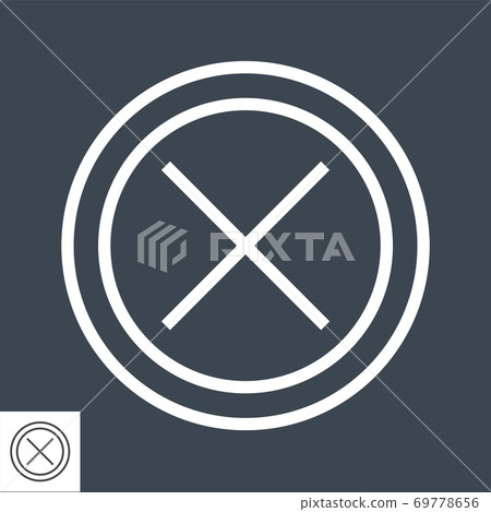 Cross Mark Thin Line Vector Icon 69778656