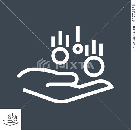 Coin in Hand Thin Line Vector Icon - Stock Illustration [69778986] - PIXTA