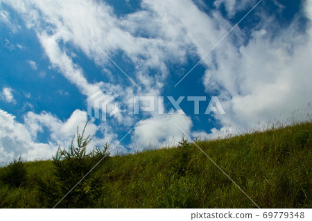 Meadows and blue sky Kurumayama Meadows and blue sky Kurumayama 69779348