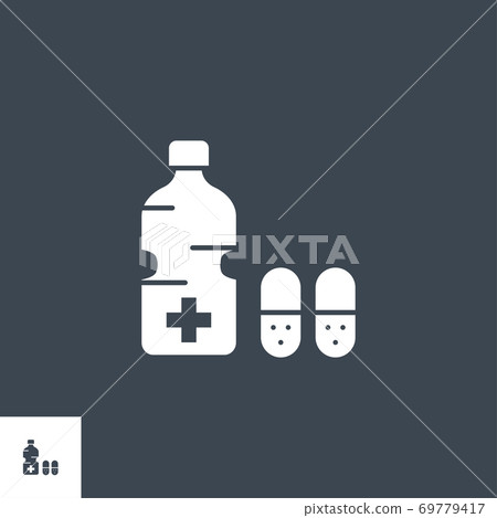 Medical Bottle related vector glyph icon. Medical Bottle related vector glyph icon. 69779417