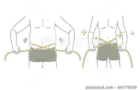 一名男子的腹部瞄準腰部的插圖 69779599