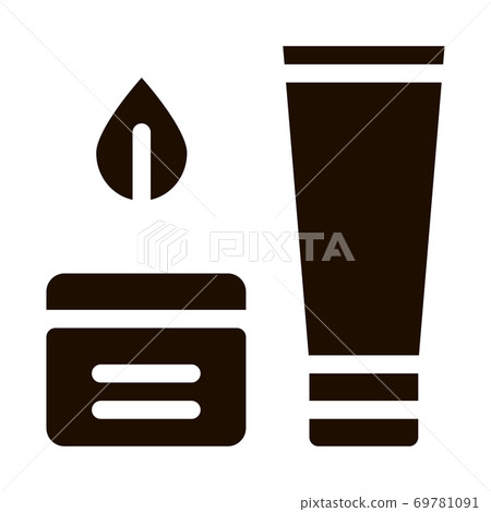 Cream Container Tube Leaf Vector Icon Cream Container Tube Leaf Vector Icon 69781091