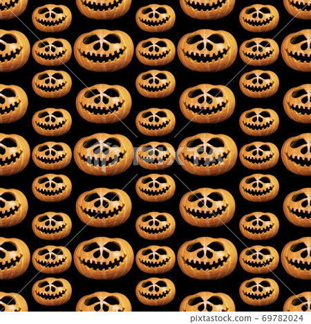 Seamless endless halloween pumpkin pattern. Festive background. For design and printing. Jack's head background. Concept for print and design Seamless endless halloween pumpkin pattern. Festive background. For design and printing. Jack's head background. Concept for print and design 69782024