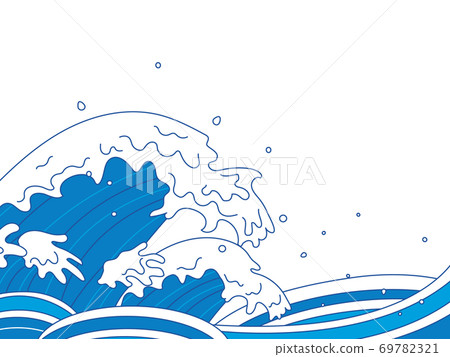 Undulating waves Ukiyo-e background material - Stock Illustration ...