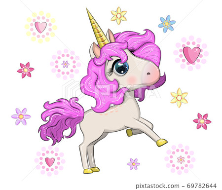 Magic cute unicorn, stars, clouds and moon poster, greeting card Magic cute unicorn, stars, clouds and moon poster, greeting card 69782644