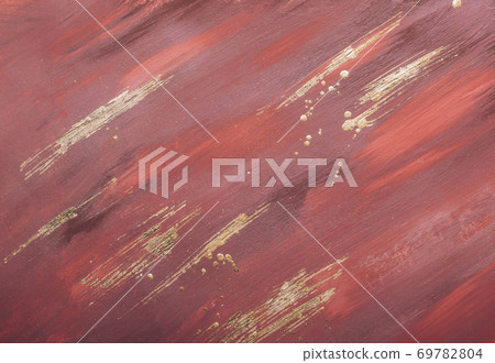 Terracotta marble background with gold brushstrokes and drops Terracotta marble background with gold brushstrokes and drops 69782804