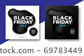 Black friday sale banner design with 3d fluid shape. 69783449