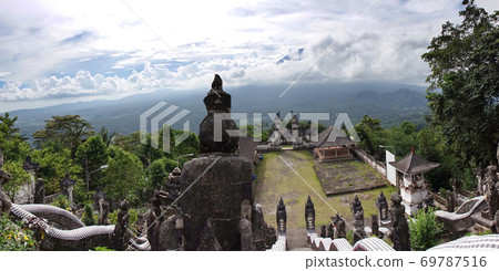 Temple Pura Lempuyang and view of a volcano  Agung. Bali. Indonesia 69787516