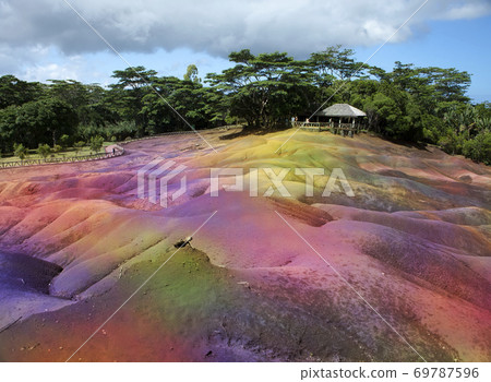 famous tourist place of Mauritius- Chamarel - earth of seven colors .. famous tourist place of Mauritius- Chamarel - earth of seven colors .. 69787596