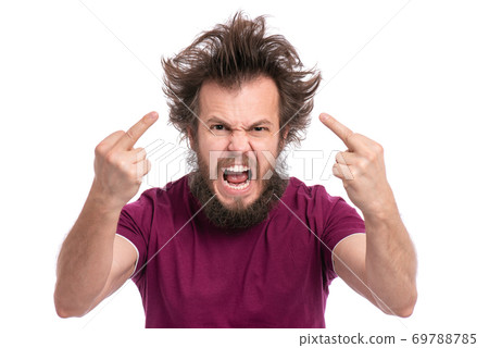 Crazy bearded man emotions and signs Crazy bearded man emotions and signs 69788785