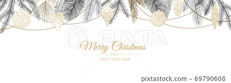 Merry Christmas web banner. Background for invitation or seasons greeting. Merry Christmas web banner. Background for invitation or seasons greeting. 69790608