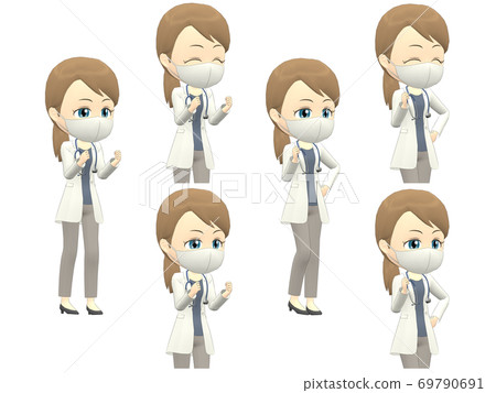 [Happy A] Caucasian female doctor ponytail... - Stock Illustration ...