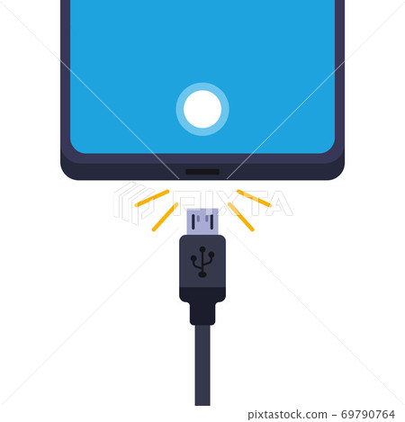 disconnect the cell phone from the charger. flat vector illustration isolated on white background. 69790764