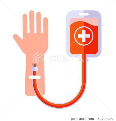 human blood transfusion icon. make an injection in the arm. flat vector illustration isolated on white background. human blood transfusion icon. make an injection in the arm. flat vector illustration isolated on white background. 69790989