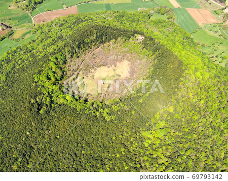 The Santa Margarida Volcano is an extinct volcano in the comarca of Garrotxa, Catalonia, Spain. The Santa Margarida Volcano is an extinct volcano in the comarca of Garrotxa, Catalonia, Spain. 69793142
