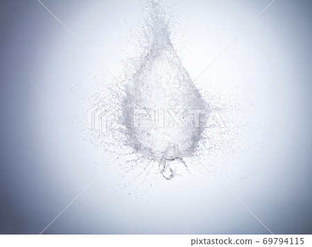The moment when a lump of water on a white background is popping 69794115