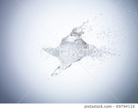 The moment when a lump of water on a white background is popping 69794118