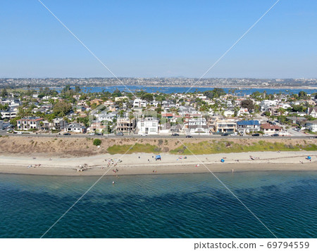 Aerial view of Mission Bay and beaches in San Diego, California. USA 69794559