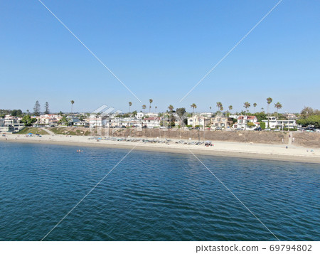Aerial view of Mission Bay and beaches in San Diego, California. USA Aerial view of Mission Bay and beaches in San Diego, California. USA 69794802