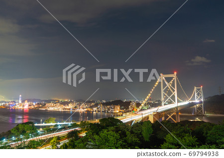 Photographed from Nunokari Park toward Karato Market and Kanmon Bridge Photographed from Nunokari Park toward Karato Market and Kanmon Bridge 69794938