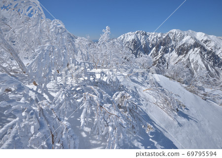 從白鹿門山和Ka賀山的鞍座看樹冰和谷川山 69795594