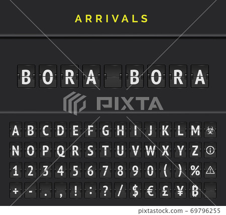 Airport arrivals flip font board poster concept 69796255