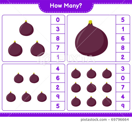 Counting game, how many Fig. Educational children game, printable worksheet, vector illustration 69796664
