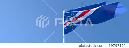 3D rendering of the national flag of Cape Verde waving in the wind 69797111