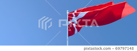 3D rendering of the national flag of Denmark waving in the wind 69797148