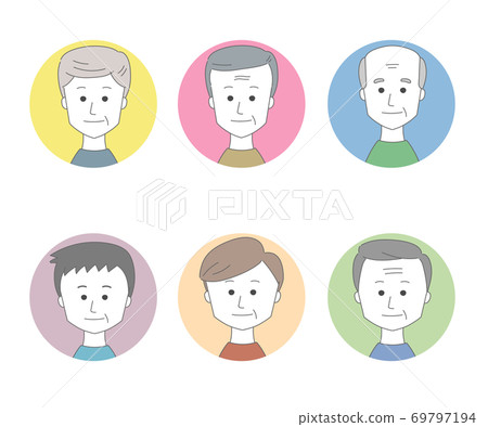 老年男子組彩色的圖標說明 69797194