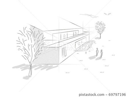 Hand-painted perspective of a house 69797196