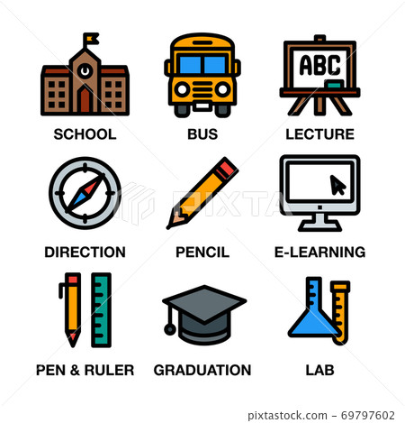 EDUCATION & SCHOOL ICON SET 69797602