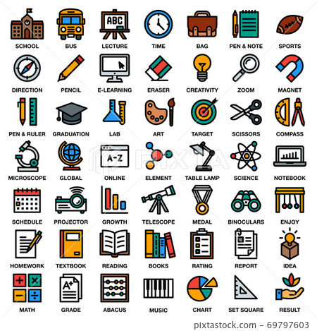 EDUCATION & SCHOOL ICON SET EDUCATION & SCHOOL ICON SET 69797603