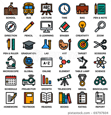 EDUCATION & SCHOOL ICON SET EDUCATION & SCHOOL ICON SET 69797604