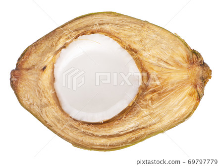 Coconut juice isolated on white background. Top view. 69797779