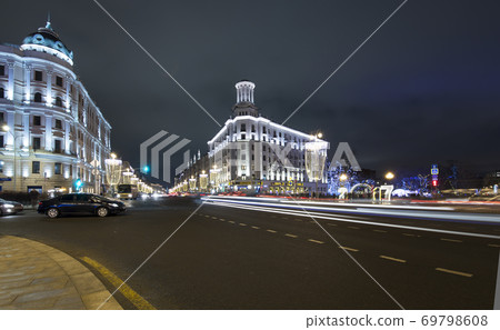 New Year (Christmas) lighting decoration of the city, Tverskaya Street, Moscow. Russia 69798608