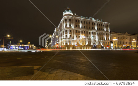 New Year (Christmas) lighting decoration of the city, Tverskaya Street, Moscow. Russia 69798654