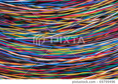 Abstract network background, multicolored electrical cable Abstract network background, multicolored electrical cable 69799496