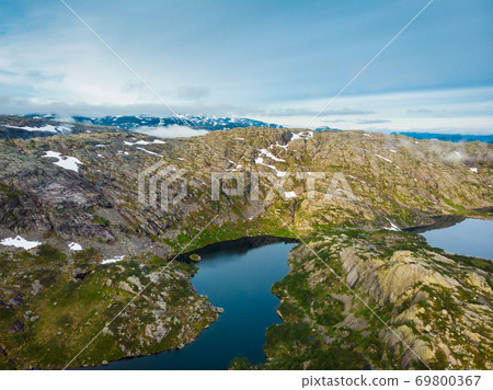Aerial view. Lakes in mountains Norway 69800367