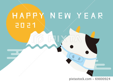 傳染病對策新年賀卡2021從富士山到玉背景藍 傳染病對策新年賀卡2021從富士山到玉背景藍 69800924