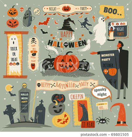 Halloween night party, trick or treat october 31 vector 69801505