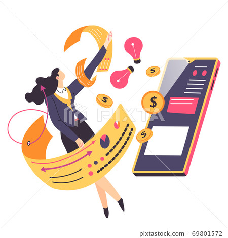 Business and financial growth online, smartphone and money 69801572