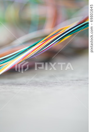 Abstract connection colorful electrical cable and wire Abstract connection colorful electrical cable and wire 69801645