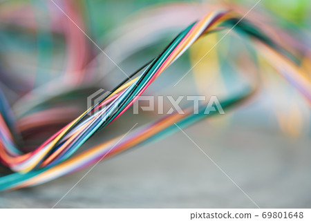 Abstract network connection colorful electrical cable and wire Abstract network connection colorful electrical cable and wire 69801648