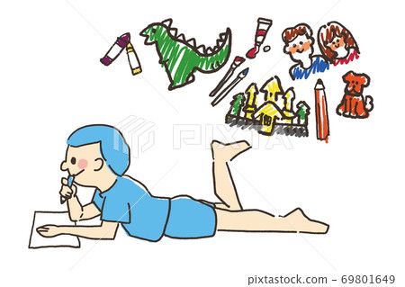 一個孩子在想畫什麼 一個孩子在想畫什麼 69801649