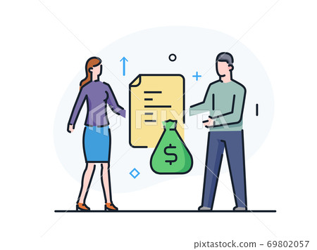 man and woman have a sum of money. Business 69802057