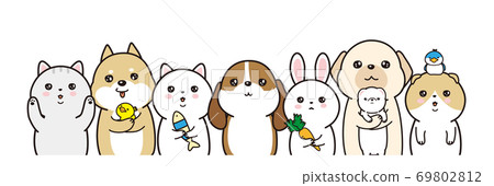 Vector illustration of animals: cats, dogs, rabbits, birds and ferrets 69802812